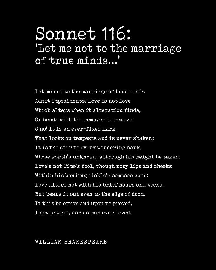Sonnet 116 - William Shakespeare Poem - Literature - Typewriter Print 1 - Black Digital Art by Studio Grafiikka