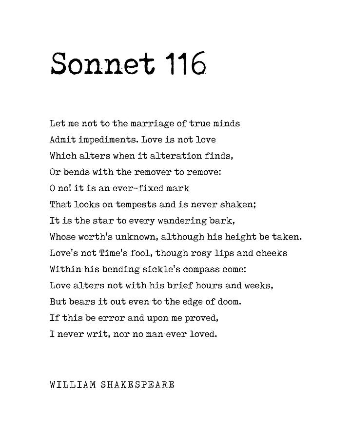Typography Digital Art - Sonnet 116 - William Shakespeare Poem - Literature - Typewriter Print 2 by Studio Grafiikka
