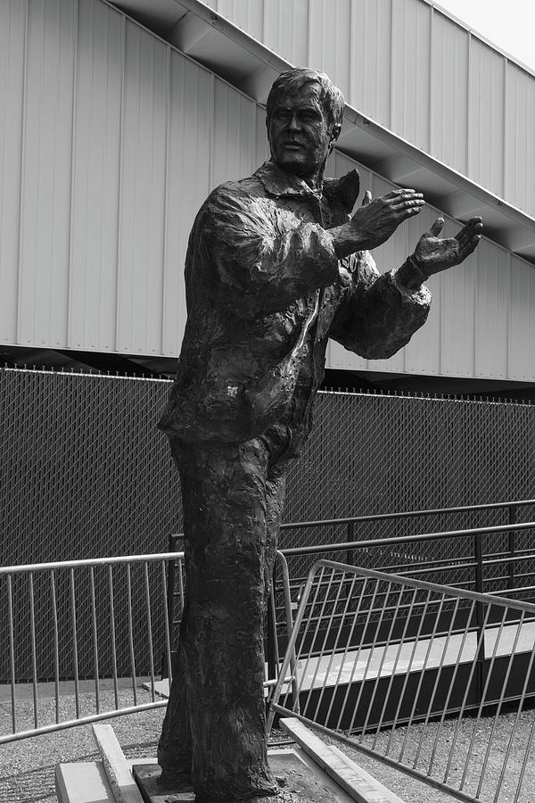 Sonny Holland statue at Montna State University in black and white Photograph by Eldon McGraw