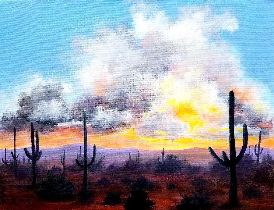 Sonoran Sunset Painting by Roseanne Schellenberger