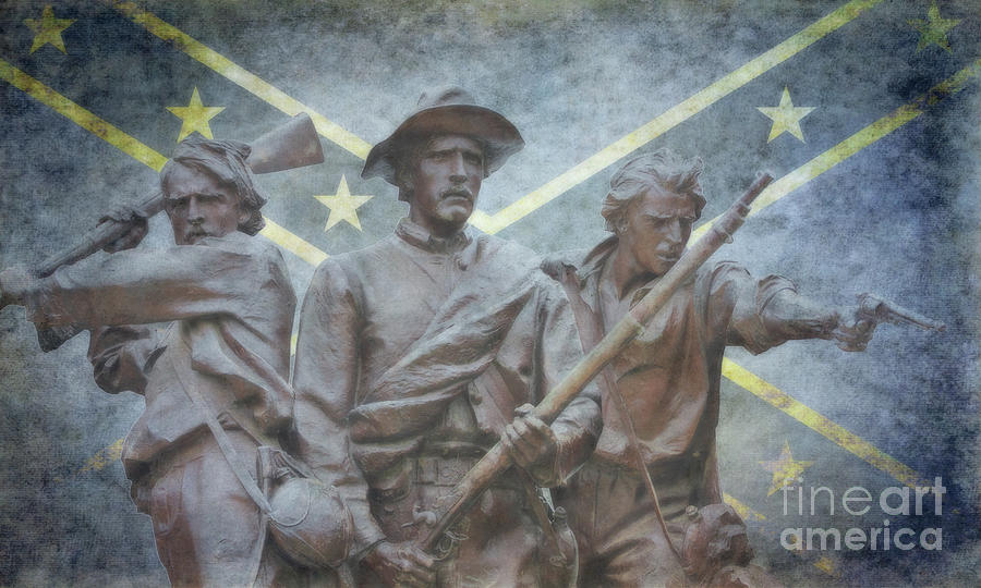 Gettysburg National Park Digital Art - Sons of the South Rebel Flag Virginia Memorial Gettysburg by Randy Steele