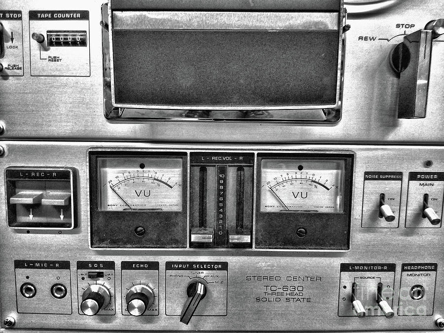 Sony TC 630 Stereo reel to reel tape player controls in black and white  Photograph by Paul Ward - Pixels