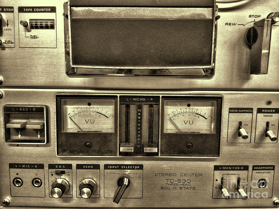 Sony TC 630 Stereo reel to reel tape player controls in retro sepia  Photograph by Paul Ward - Pixels