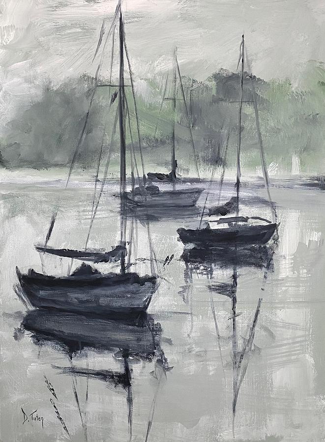 Soothing Sailboats Painting by Donna Tuten