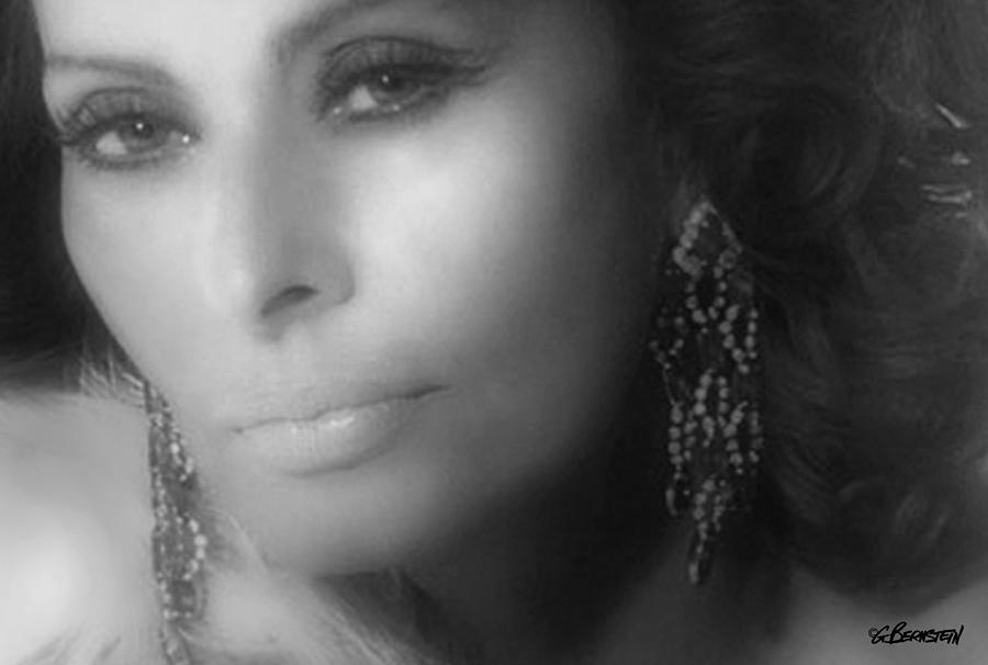 Sophia Loren 7 DETAIL BW . Culver City, CA 1994 Photograph by Gary Bernstein