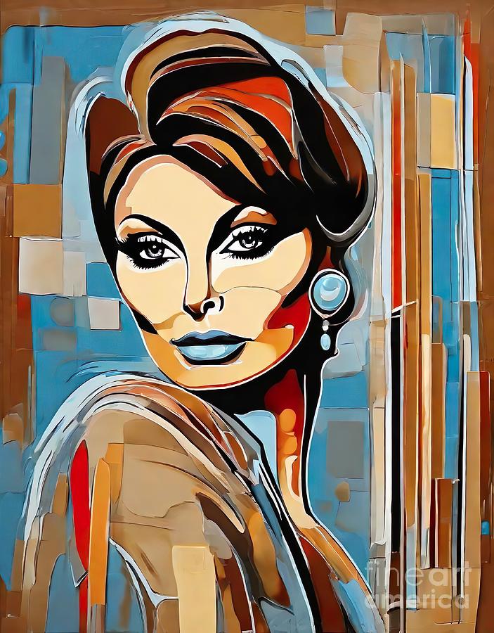 Sophia Loren abstract 3 Digital Art by Movie World Posters