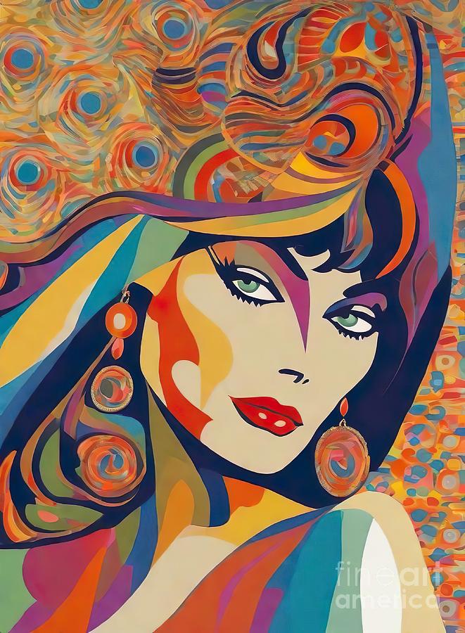 Sophia Loren Abstract Portrait Digital Art by Movie World Posters