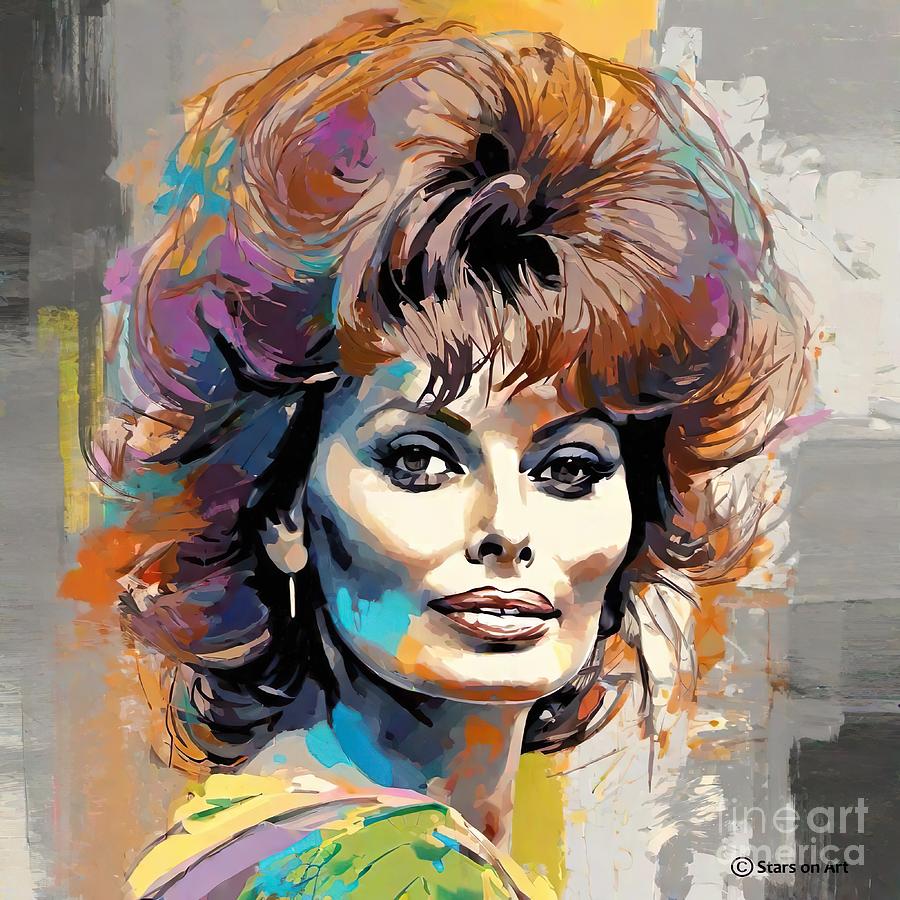 Sophia Loren digital portrait Digital Art by Movie World Posters