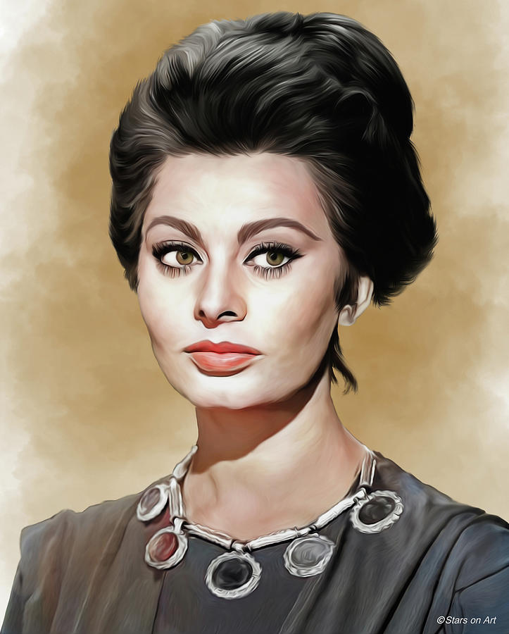 Sophia Loren illustration -b1 Painting by Movie World Posters