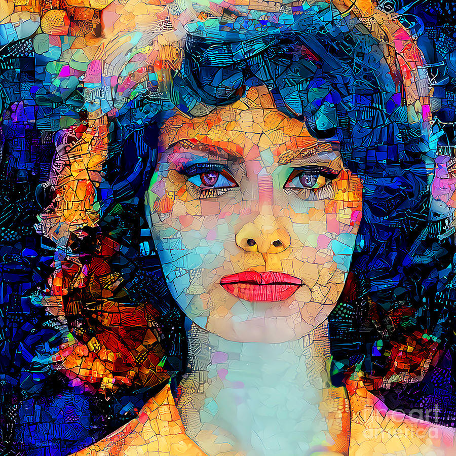 Sophia Loren in Contemporary Modern Art 20211204 square Photograph by Wingsdomain Art and Photography
