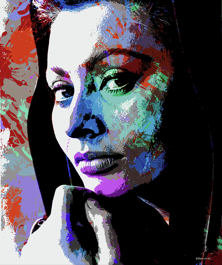 Sophia Loren psychedelic portrait Digital Art by Stars on Art