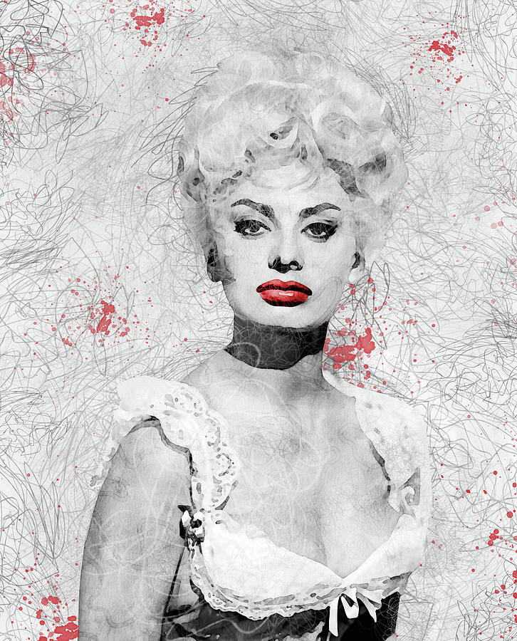 Sophia Loren Watercolor And Scribbles Portrai Digital Art By Mihaela Pater 