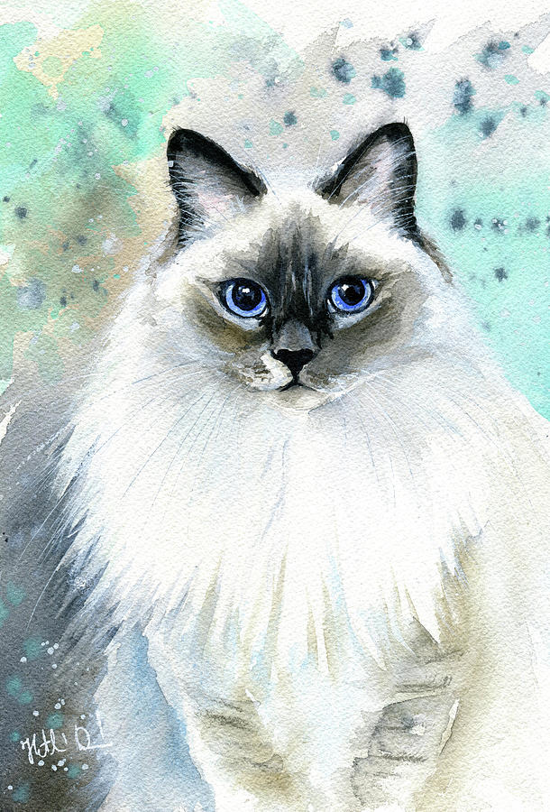 Sophie Fluffy Cat Painting Painting by Dora Hathazi Mendes