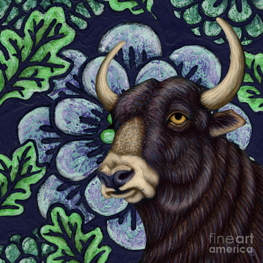 Sophisticated Yak Floral Painting by Amy E Fraser