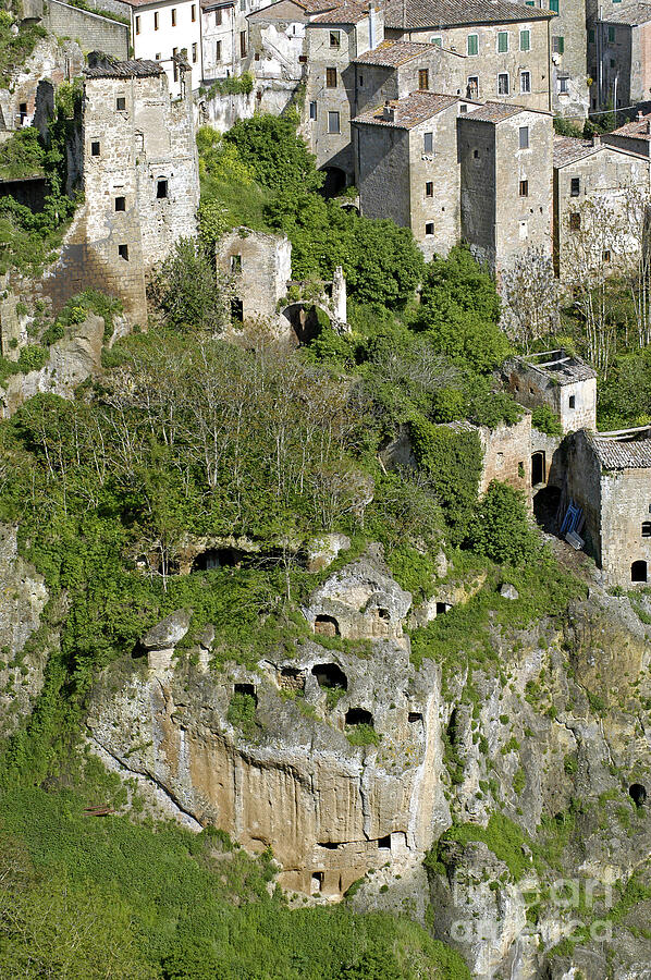 Landscape Photograph - Sorano - I Colombari - House in the Rock  - Tuscany - Italy by Paolo Signorini