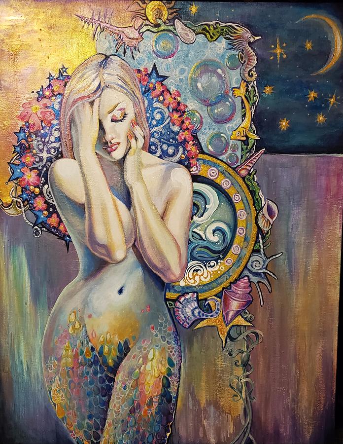 Mermaid Painting - Sorrow and the Sea by Jessie Tondreau Mermaid Painting - Sorrow and the Sea by Jessie Tondreau