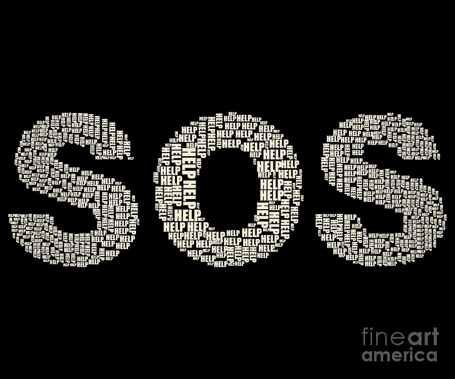 Summer Digital Art - SOS Help Sign Clipart, SOS T-Shirt Men And Women Clothing by Mounir Khalfouf