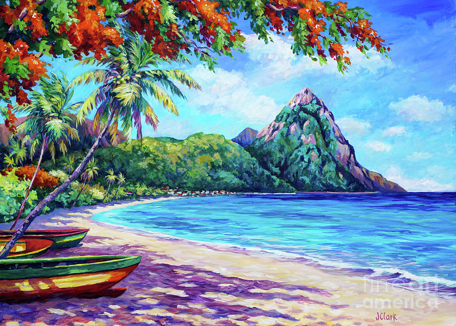 Soufriere Bay St Lucia Painting by John Clark