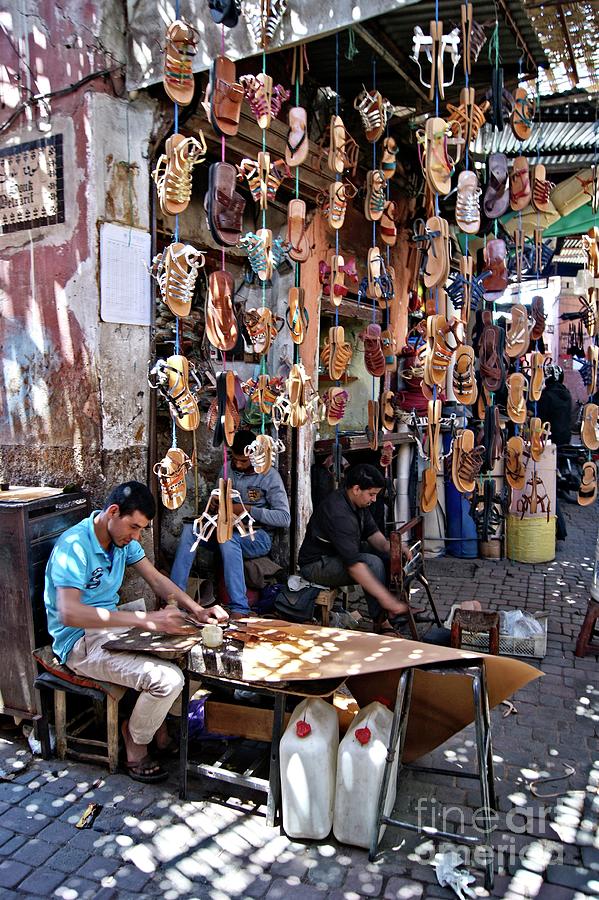 Souk Sandal Makers in Marrakech Photograph by David Birchall