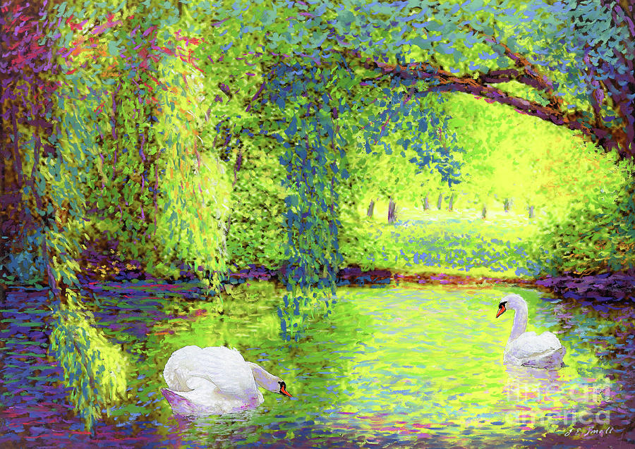 Soul Mate Swans Painting by Jane Small