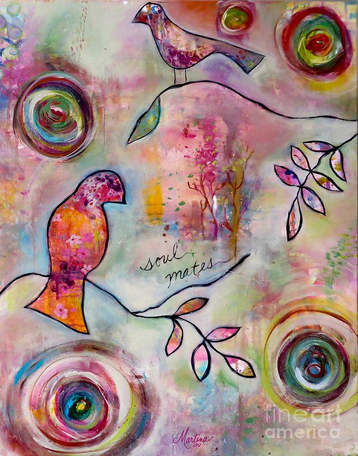 Bird Painting - Soul Mates by Martina Schmidt