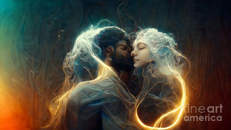 Soulmates Embracing In An Ethereal Energy Digital Art By Christopher Harnwell Fine Art America