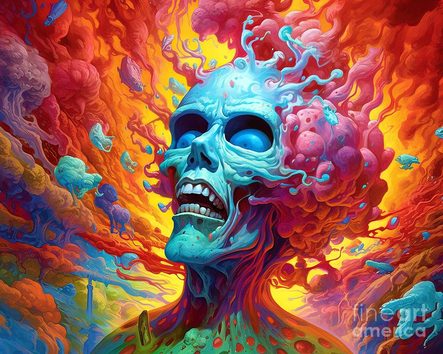 Souls Resurgence Psychedelic Sulfur in Hyper-Detailed Zombiecore Painting by Vincent Monozlay