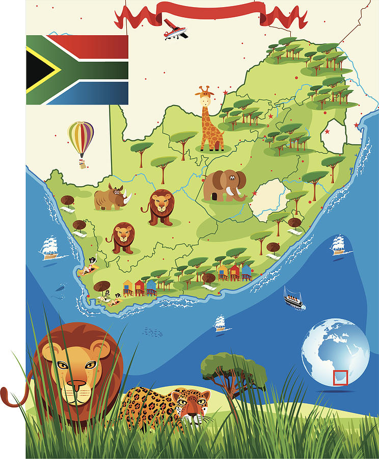 South Africa Cartoon Map Drawing by Drmakkoy