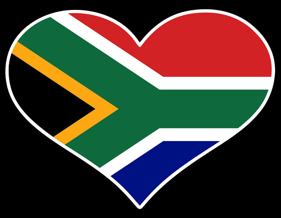 South Africa flag heart Digital Art by By Designzz - Fine Art America