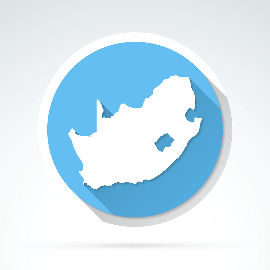 South Africa map icon, Flat Design, Long Shadow Drawing by Bgblue