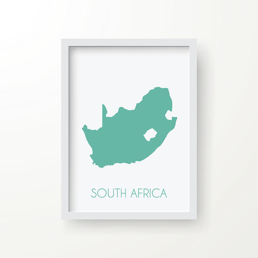 South Africa Map in Frame on White Background Drawing by Bgblue
