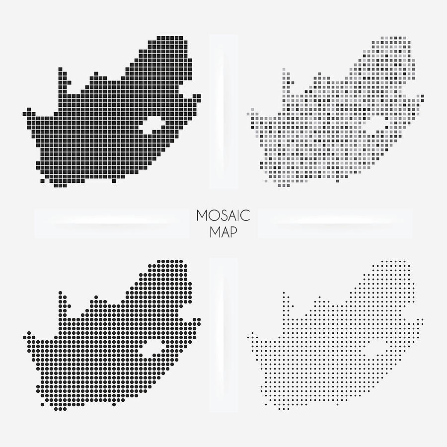 South Africa maps - Mosaic squarred and dotted Drawing by Bgblue