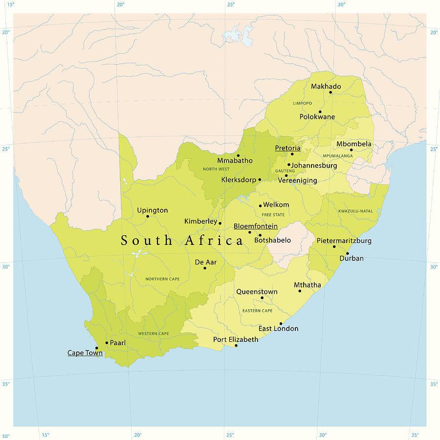 South Africa Vector Map Drawing by FrankRamspott