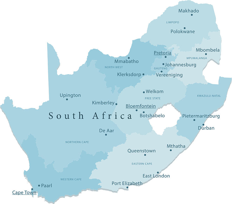 South Africa Vector Map Regions Isolated Drawing by FrankRamspott