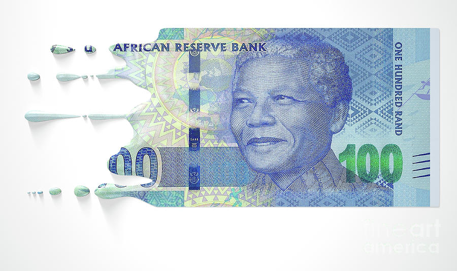 Nelson Mandela Digital Art - South African Rand Melting Dripping Banknote by Allan Swart