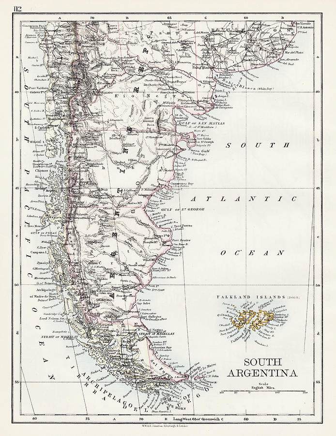 South Argentina map 1897 Drawing by Thepalmer