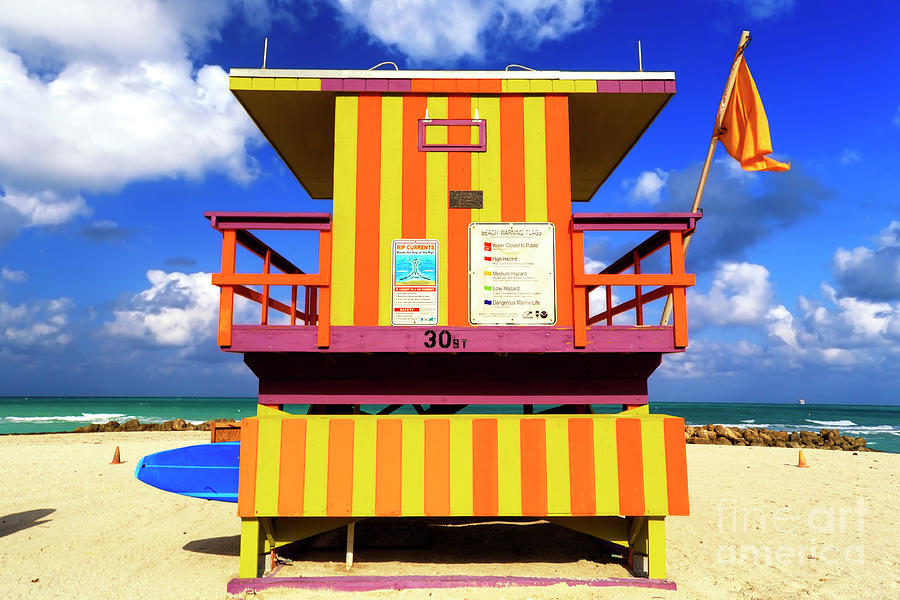 South Beach 30th Street Lifeguard Tower in Florida Photograph by John Rizzuto