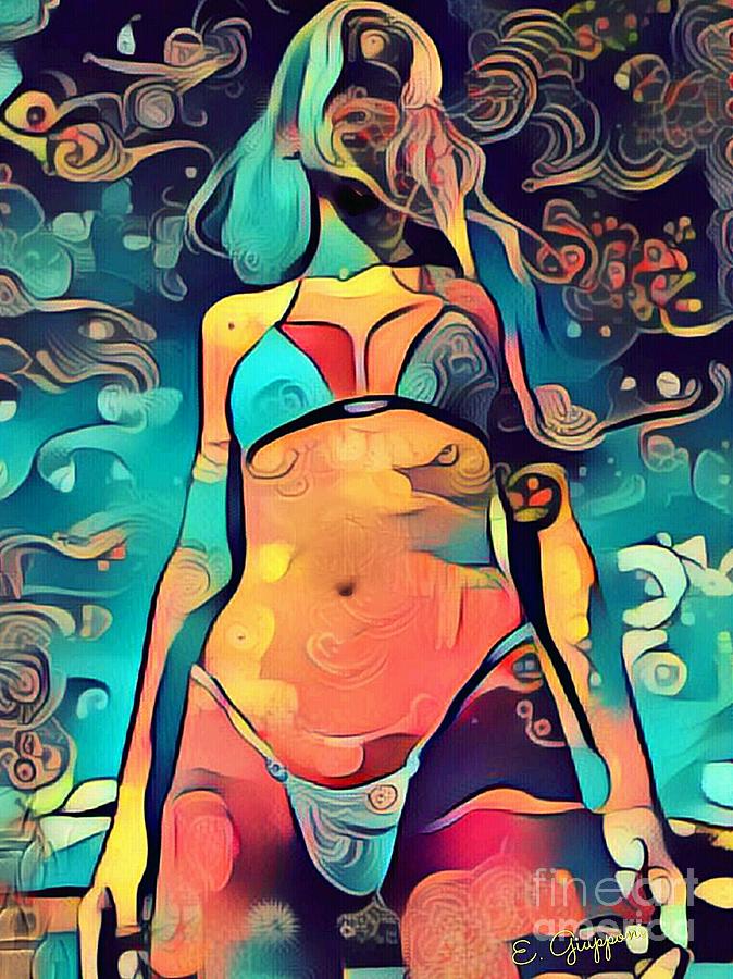 Blond Mixed Media - South Beach Bunny by Elizabeth Giupponi Blond Mixed Media - South Beach Bunny by Elizabeth Giupponi