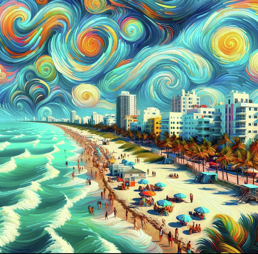 South Beach Digital Art by Holly Picano
