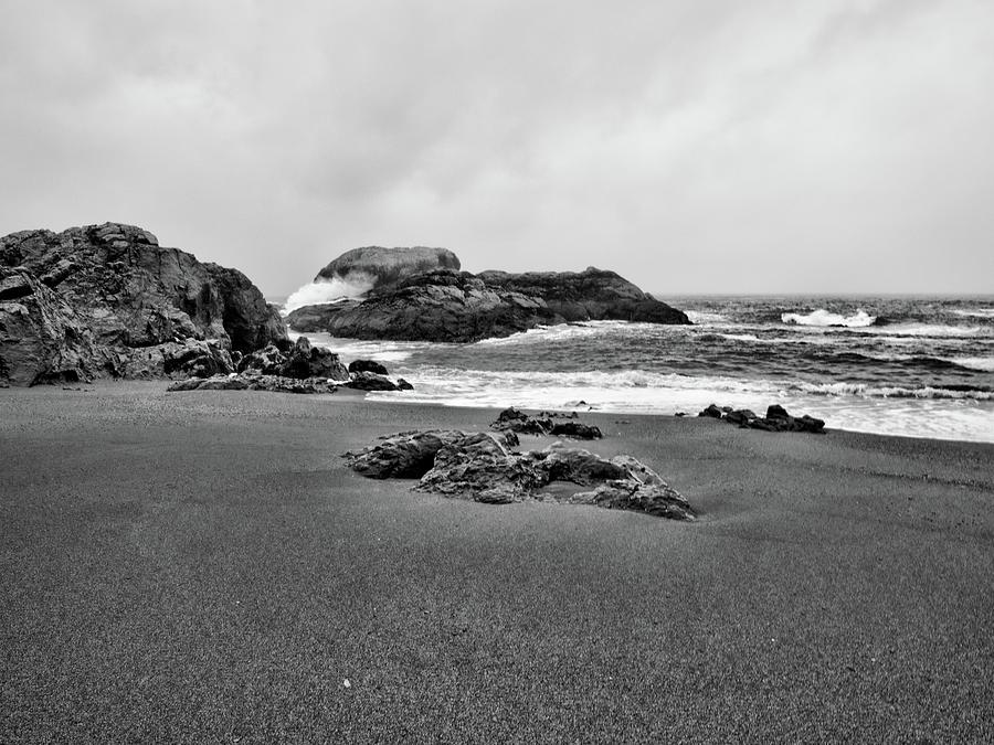 South Beach Rocks Black and White Photograph by Allan Van Gasbeck