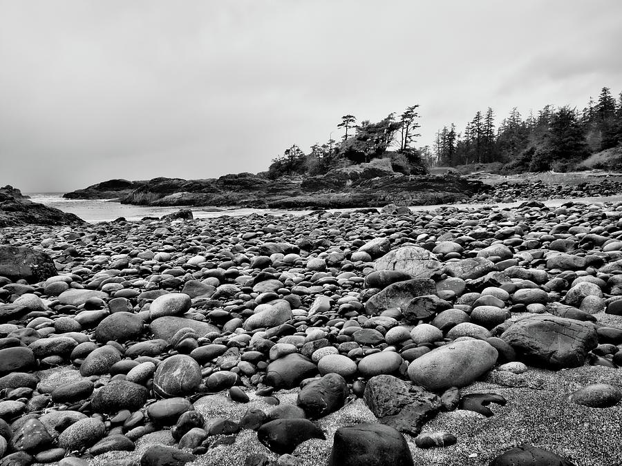 South Beach Sea Stones Black and White Photograph by Allan Van Gasbeck