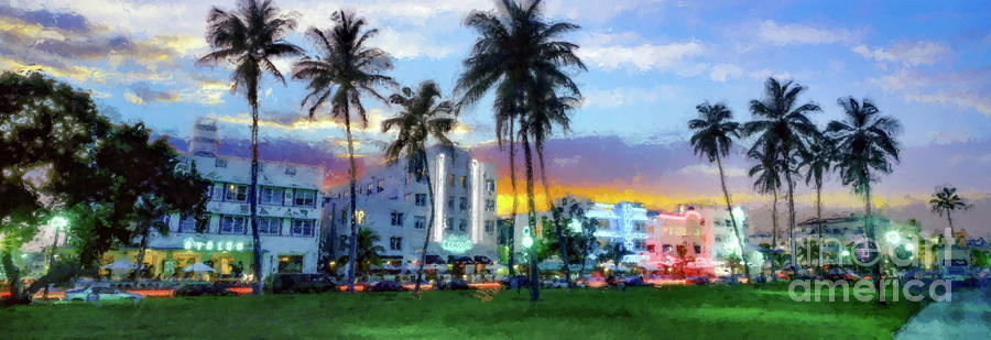 South Beach Skyline  Painting by Jon Neidert
