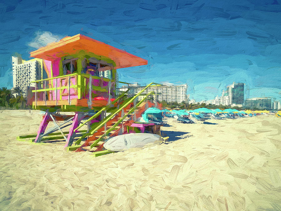 Summer Mixed Media - South Beach Summertime Painterly Style by Joseph S Giacalone