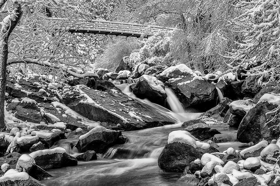 South Boulder Creek Winter BW Photograph by Steve Gandy - Fine Art America