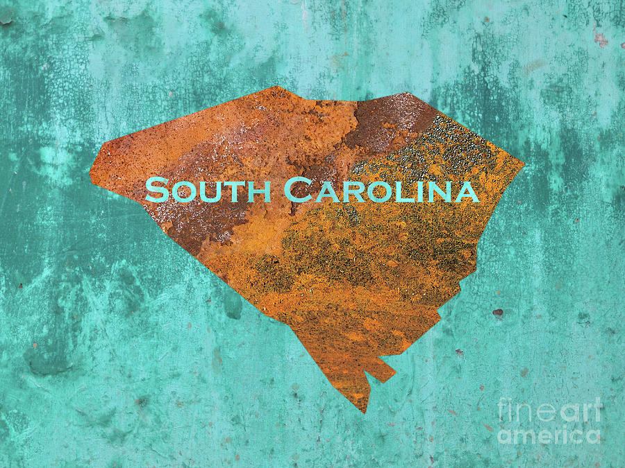 Anderson Mixed Media - South Carolina Rust on Teal by Elisabeth Lucas