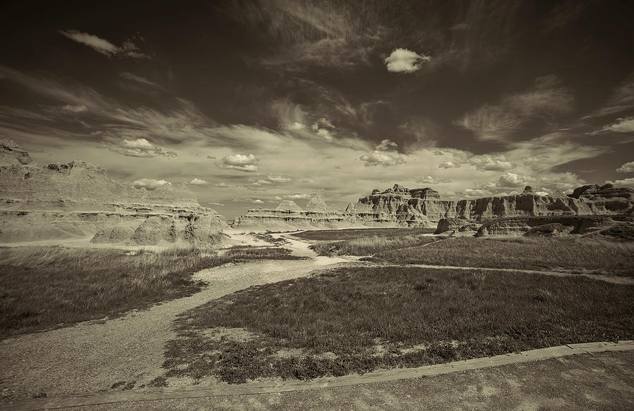 South Dakota Badlands BW 51322 Photograph by Cathy Anderson