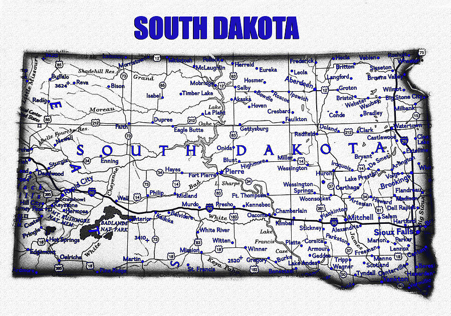South Dakota blue print work Digital Art by David Lee Thompson