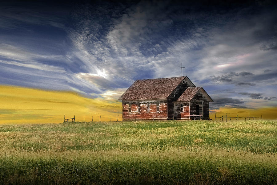 South Dakota Rural Country Church on the Prairie Photograph by Randall Nyhof