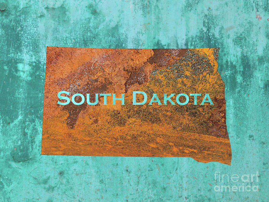 Tea Mixed Media - South Dakota Rust on Teal by Elisabeth Lucas