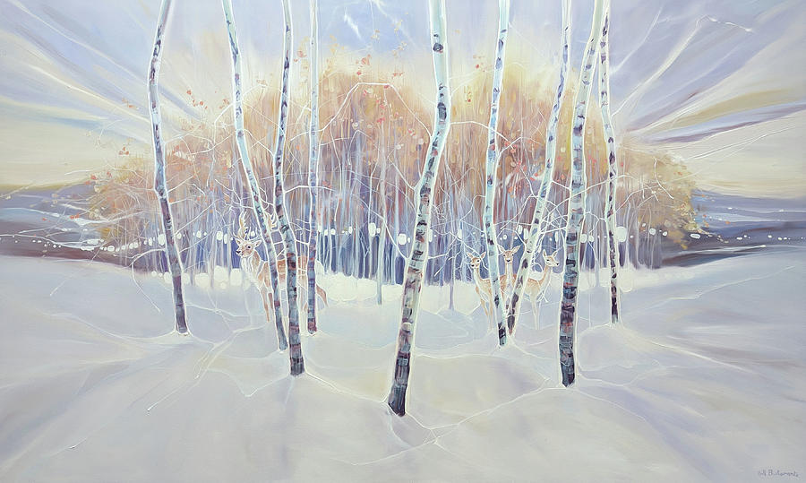 South Downs Winter Painting by Gill Bustamante